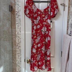 Size XL As U Wish Rusty RedFloral Dress